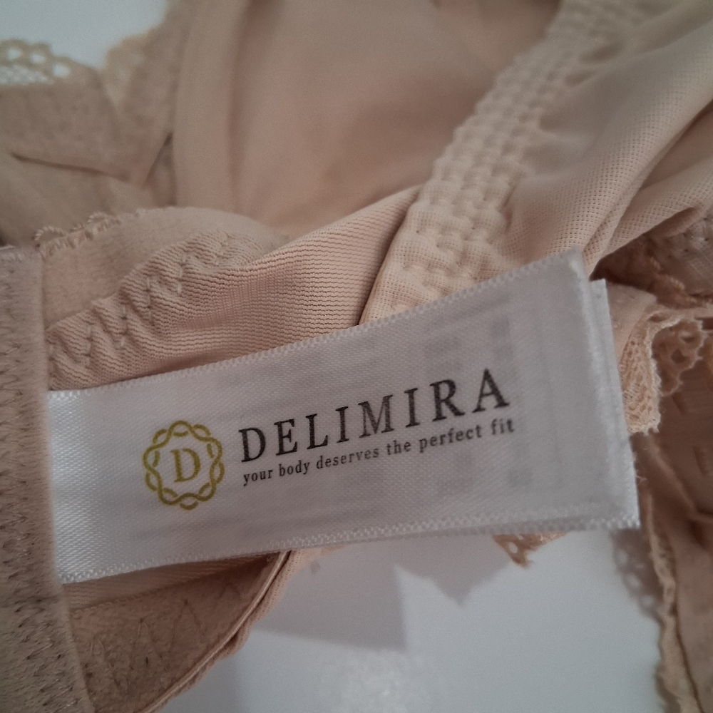 DELIMIRA 44DD Unpadded Wired Lace Nude BRA Size 44E - Picture 7 of 13